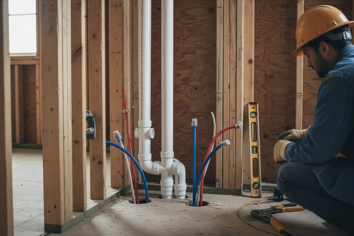 Drain and supply rough-in during Sump Pump Repair in Bowmanstown